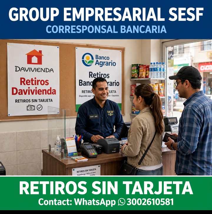Retiros sin tarjeta Davivienda y Banco Agrario SESF